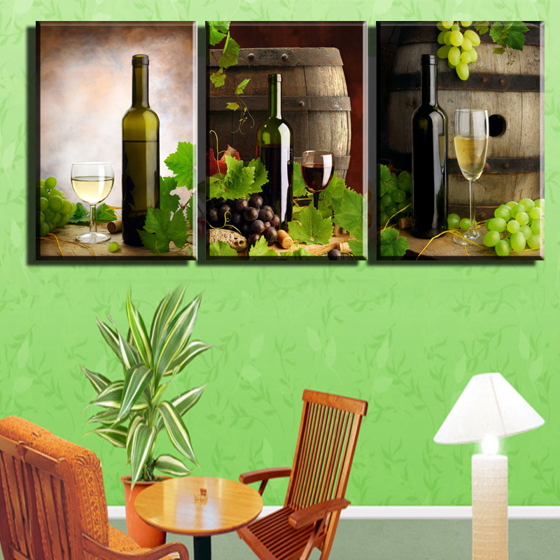 2015 new3 piece sell modern wall wine art family paintings home decorative art picture paint on canvas prints