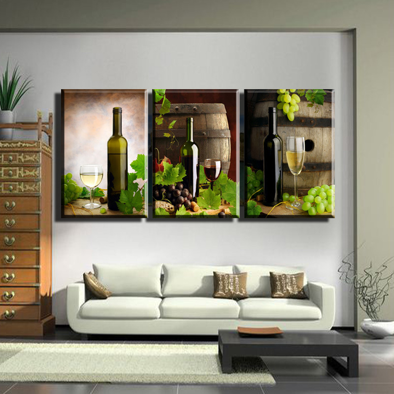 2015 new3 piece sell modern wall wine art family paintings home decorative art picture paint on canvas prints