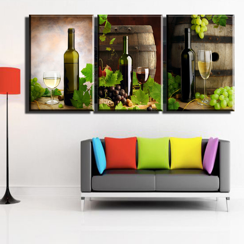 2015 new3 piece sell modern wall wine art family paintings home decorative art picture paint on canvas prints