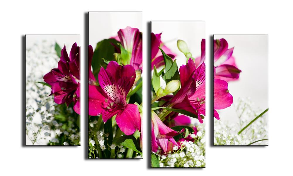 2015 sell 4 panel red flower large hd decorative art print painting on canvas for living room wall paintings pictures