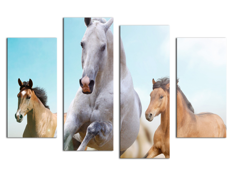 2015 sell 4 panel running white horse large hd picture modern home wall decor canvas print oil painting for sitting room