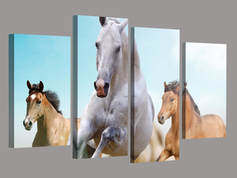 2015 sell 4 panel running white horse large hd picture modern home wall decor canvas print oil painting for sitting room