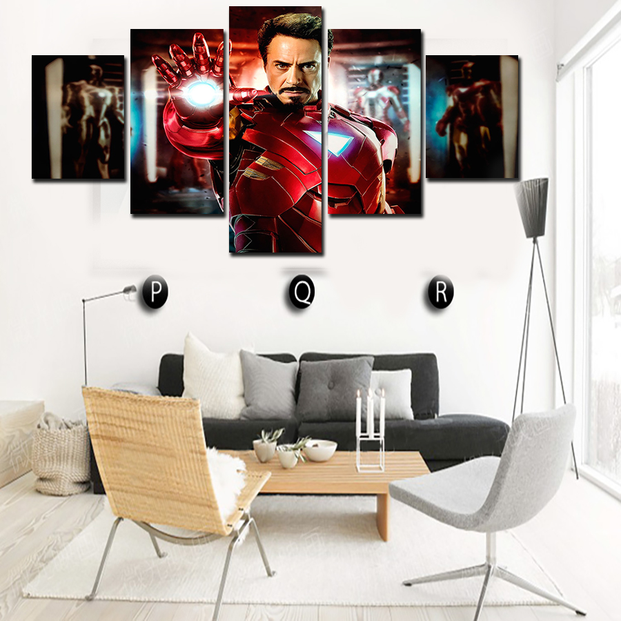 2016 framed printed iron man 5 piece painting wall art room decor print poster picture canvas