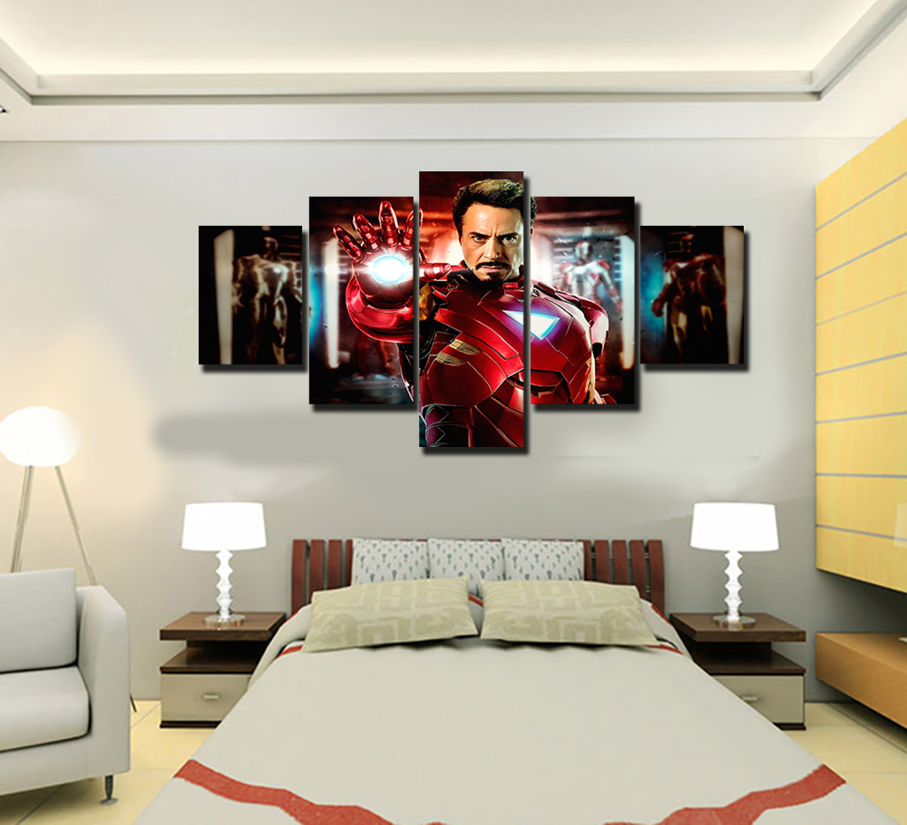 2016 framed printed iron man 5 piece painting wall art room decor print poster picture canvas