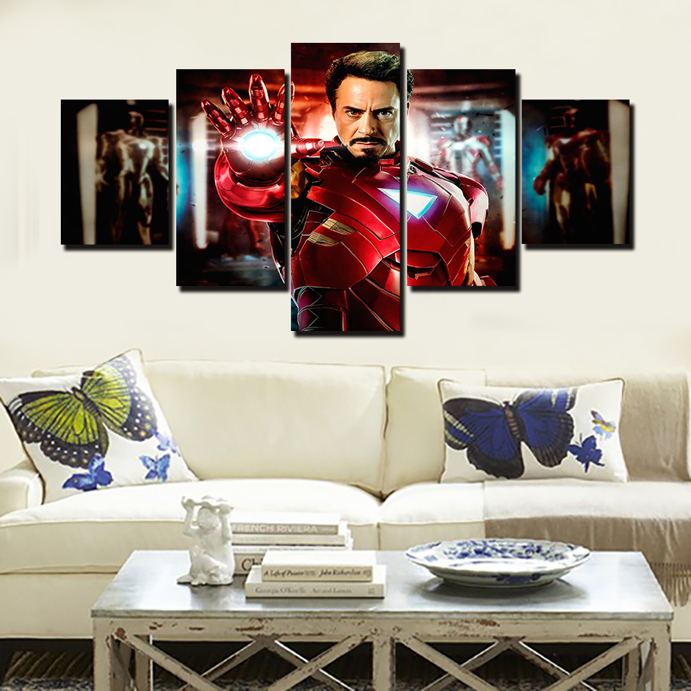 2016 framed printed iron man 5 piece painting wall art room decor print poster picture canvas