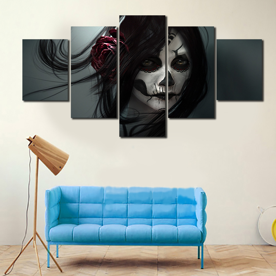 2016 framed printed skull girl hd movie painting on canvas room decoration print poster picture canvas