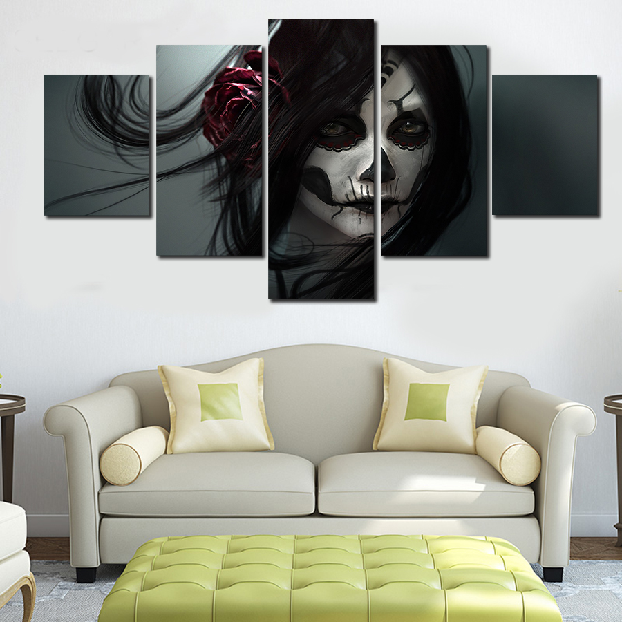 2016 framed printed skull girl hd movie painting on canvas room decoration print poster picture canvas