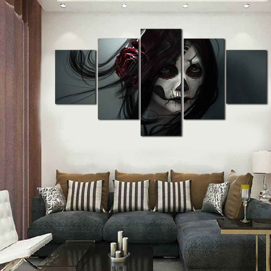 2016 framed printed skull girl hd movie painting on canvas room decoration print poster picture canvas