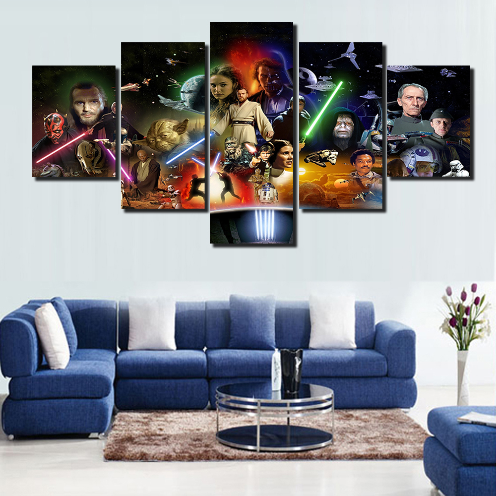 2016 framed printed star wars movie poster group painting children's room decor print poster picture canvas