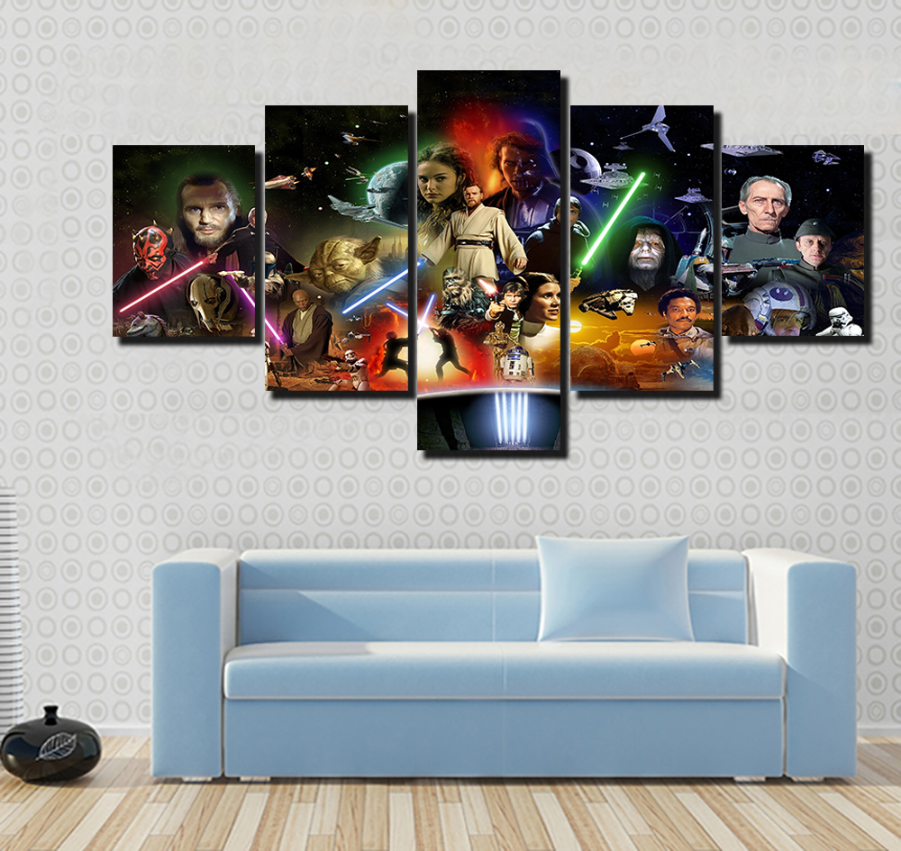 2016 framed printed star wars movie poster group painting children's room decor print poster picture canvas