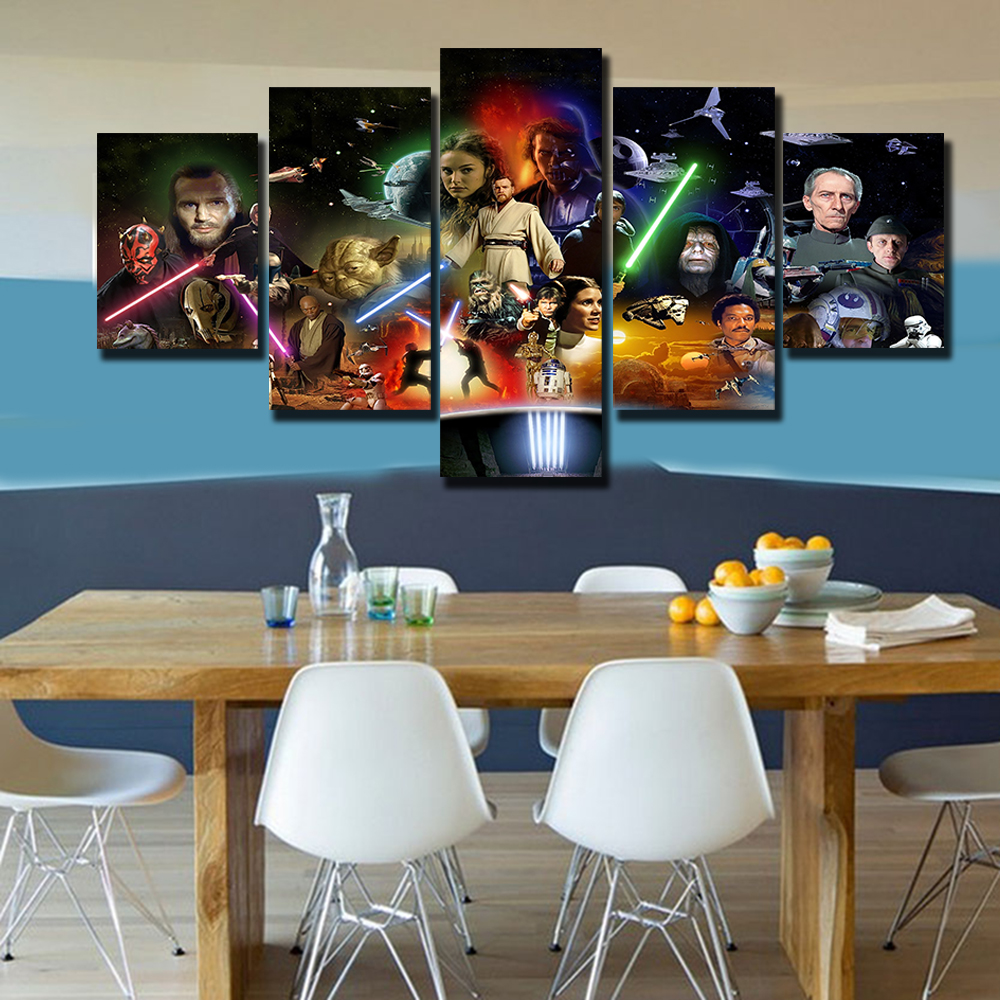 2016 framed printed star wars movie poster group painting children's room decor print poster picture canvas