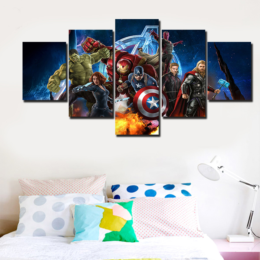 2016 printed the avengers movie group painting on canvas room decoration print hd poster picture canvas framed