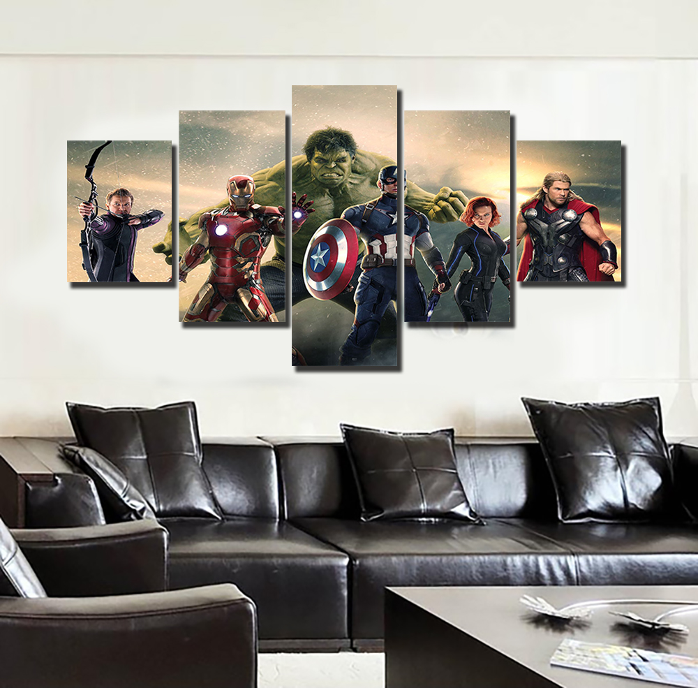 2016 printed the avengers movie group painting on canvas room decoration print poster picture canvas framed