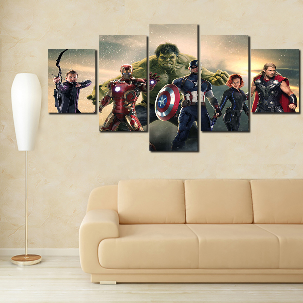 2016 printed the avengers movie group painting on canvas room decoration print poster picture canvas framed