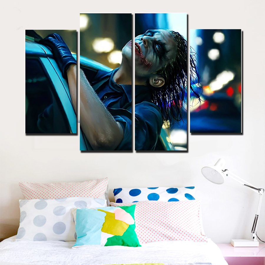 2016 sell 4 panel large hd the dark knight picture modern home wall decor canvas print painting for house decorate