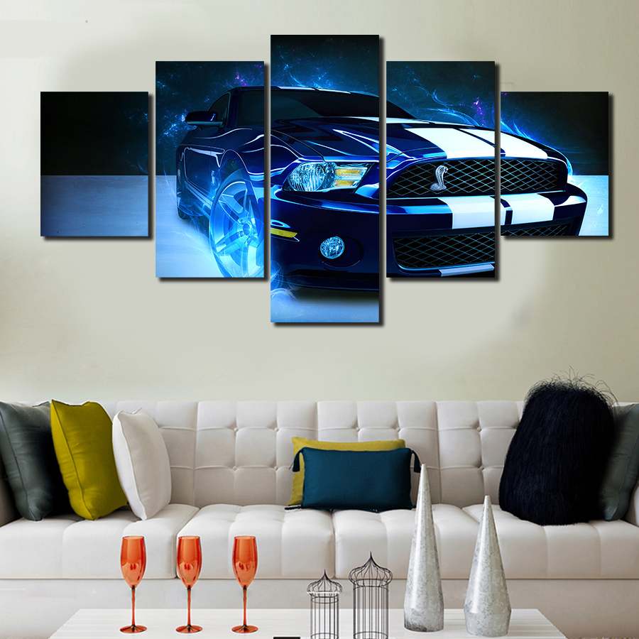 2016 sell 5 car panel large hd picture modern home wall decor print painting for house decorate delivery