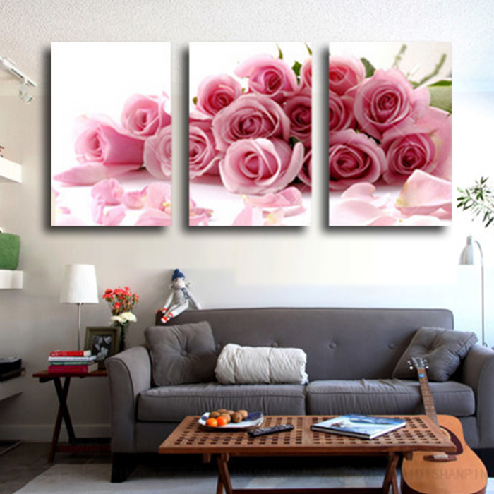 3 panel modern printed rose flower painting canvas cuadros flowers picture wall art home decor for living room no frame pr004