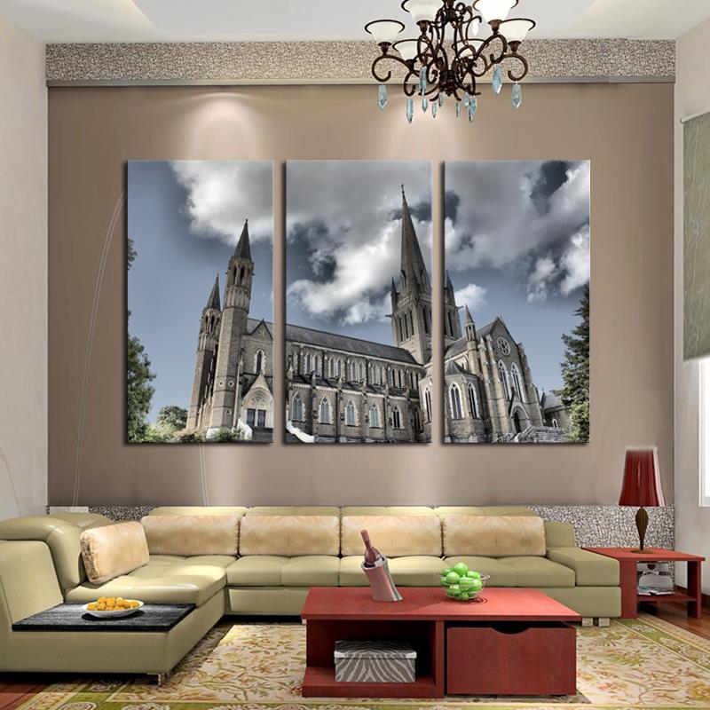 3 panels classical architecture print painting on canvas artwork modern home wall decor painting art hd picture unframed