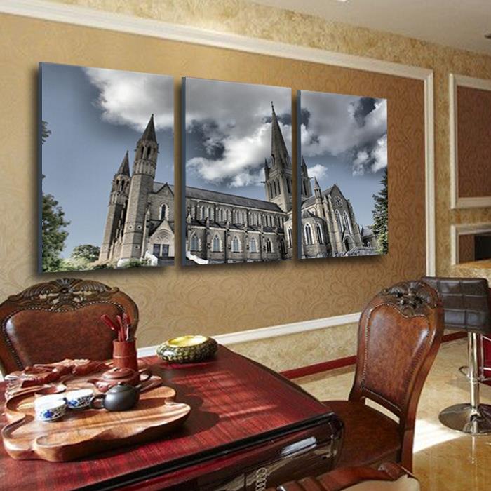 3 panels classical architecture print painting on canvas artwork modern home wall decor painting art hd picture unframed