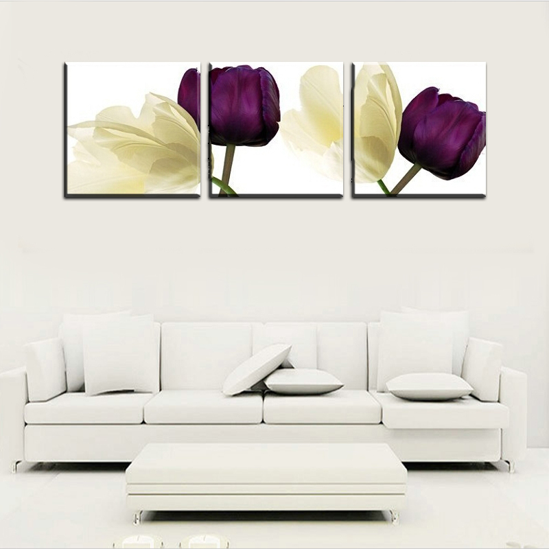 3 piece 50*50cm sell modern wall painting abstract purple flower home decorative art picture paint on canvas prints