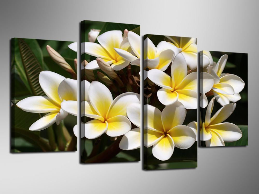 4 panel abstract painting style flower adornment contracte picture modern home wall decor canvas print painting without frame