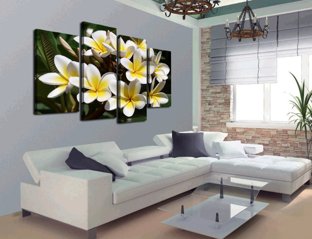 4 panel abstract painting style flower adornment contracte picture modern home wall decor canvas print painting without frame