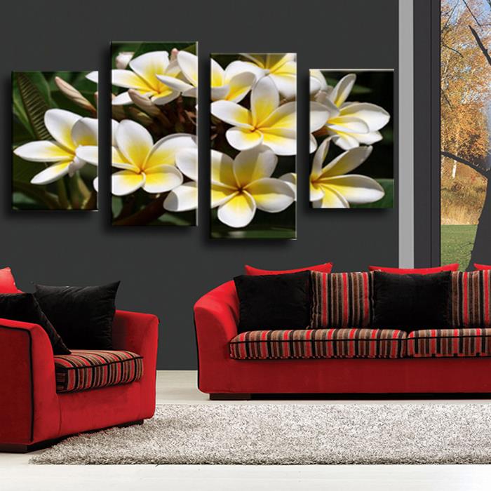 4 panel abstract painting style flower adornment contracte picture modern home wall decor canvas print painting without frame