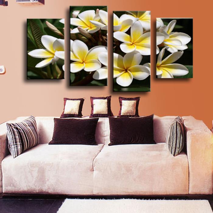 4 panel abstract painting style flower adornment contracte picture modern home wall decor canvas print painting without frame