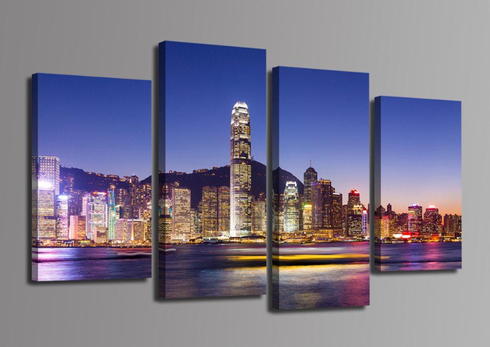 4 panel beautiful city large hd picture modern home wall decor canvas print painting for house decorate without frame