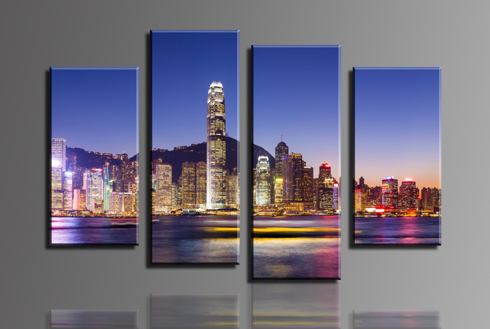 4 panel beautiful city large hd picture modern home wall decor canvas print painting for house decorate without frame