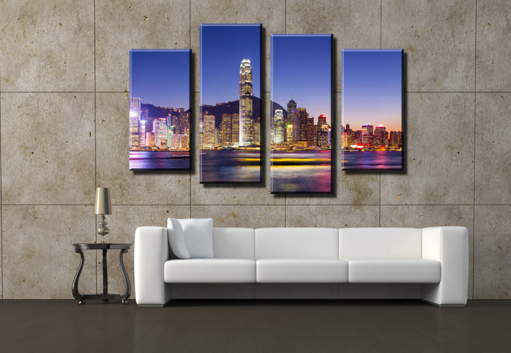 4 panel beautiful city large hd picture modern home wall decor canvas print painting for house decorate without frame