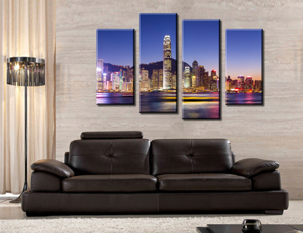 4 panel beautiful city large hd picture modern home wall decor canvas print painting for house decorate without frame