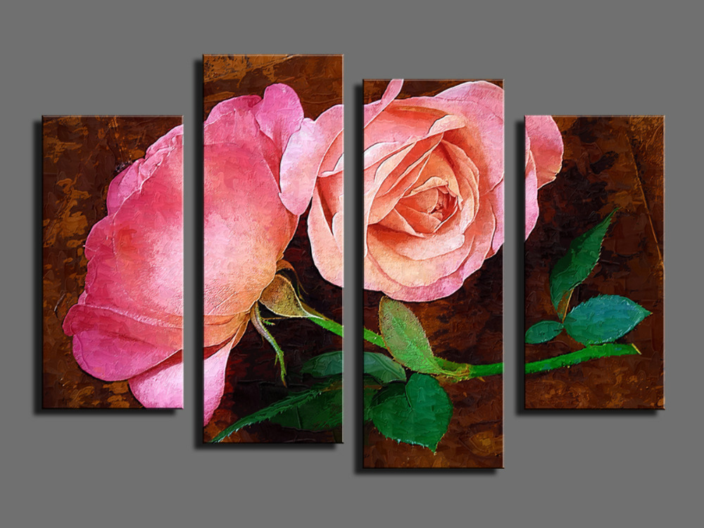 4 panel beautiful red roses large hd picture modern home wall decor canvas print painting for house decorate without frame