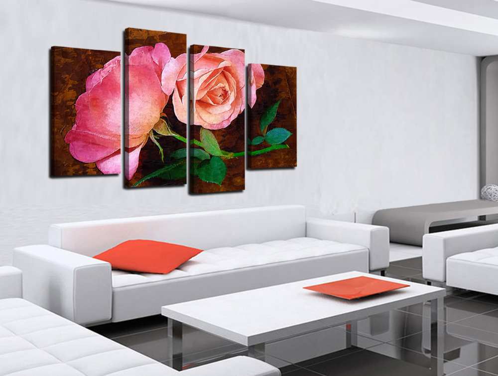 4 panel beautiful red roses large hd picture modern home wall decor canvas print painting for house decorate without frame