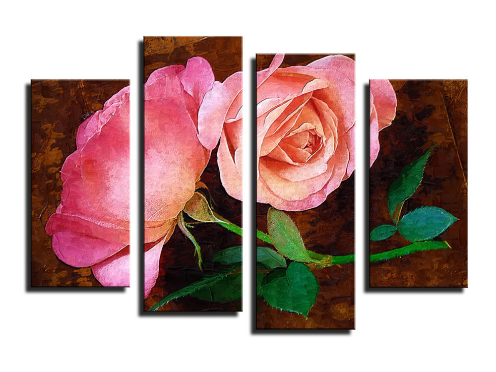 4 panel beautiful red roses large hd picture modern home wall decor canvas print painting for house decorate without frame