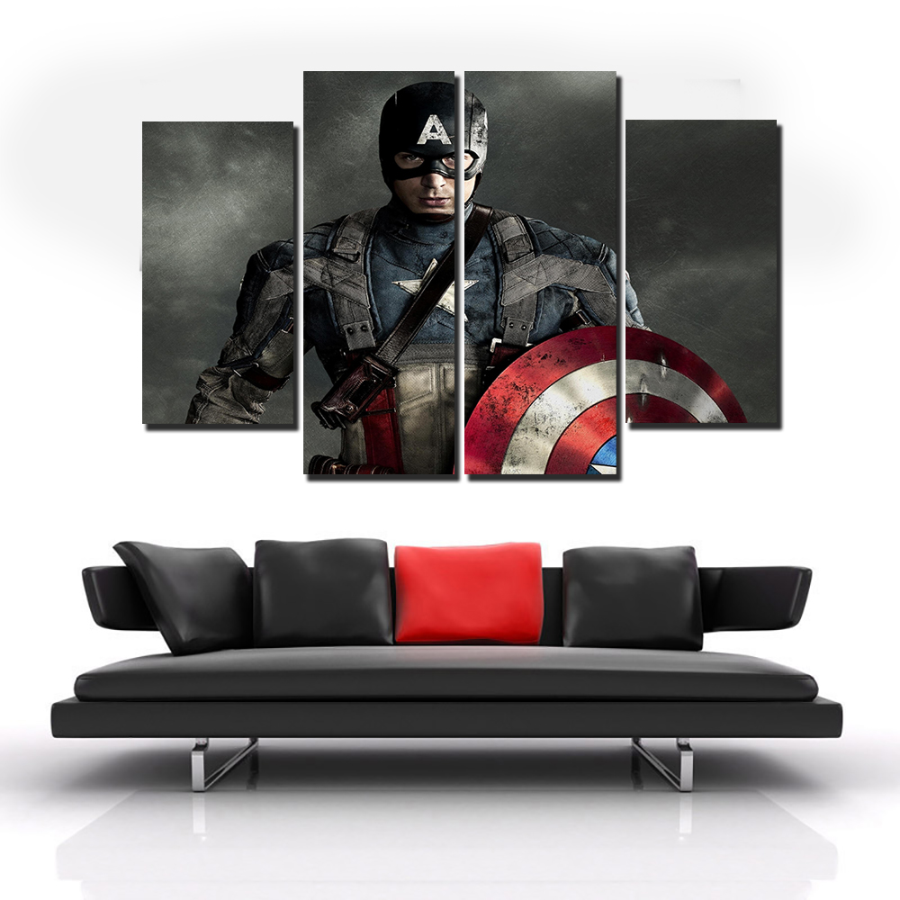 4 panels hd captain america postercanvas wall art picture home decoration living room canvas print modern painting delivery