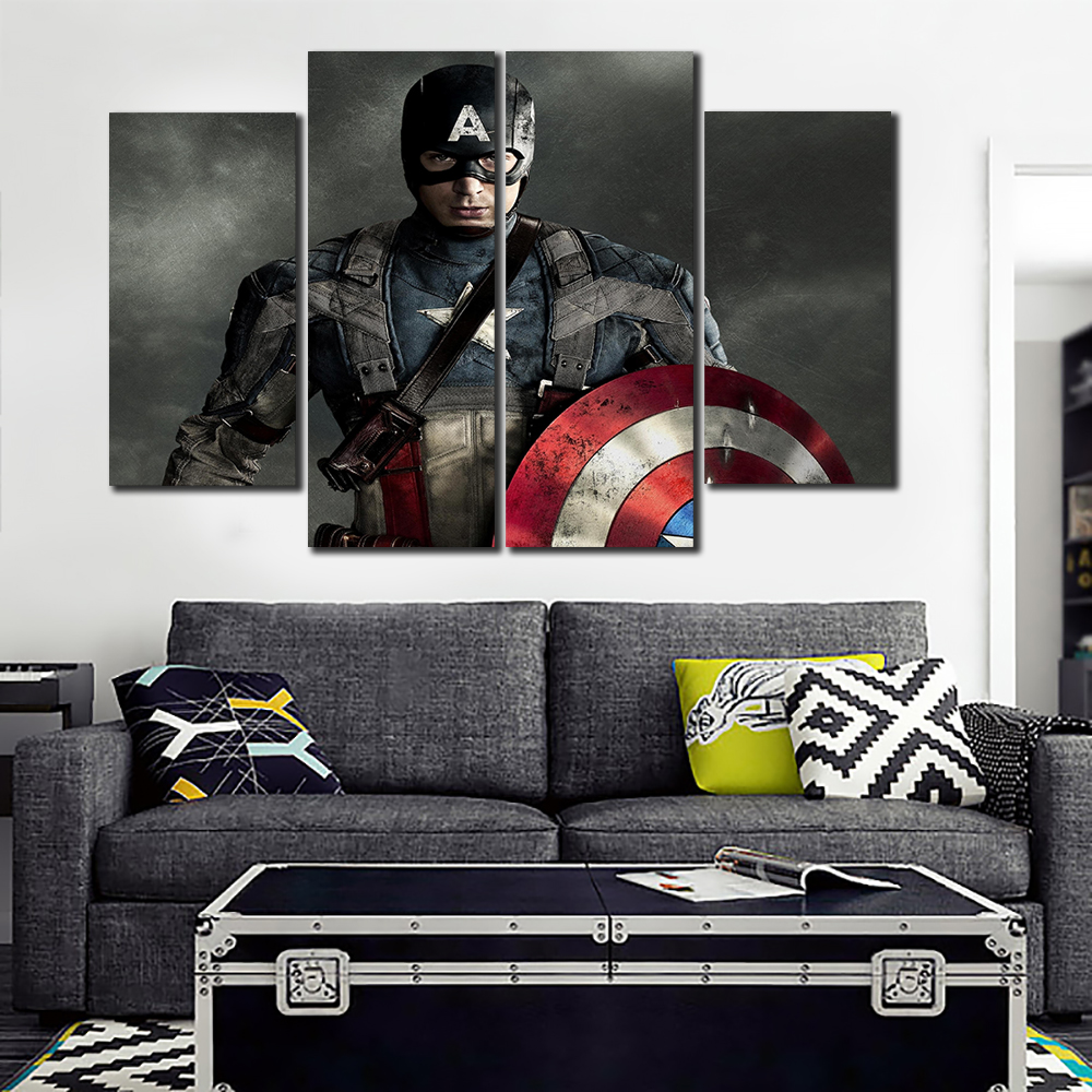 4 panels hd captain america postercanvas wall art picture home decoration living room canvas print modern painting delivery