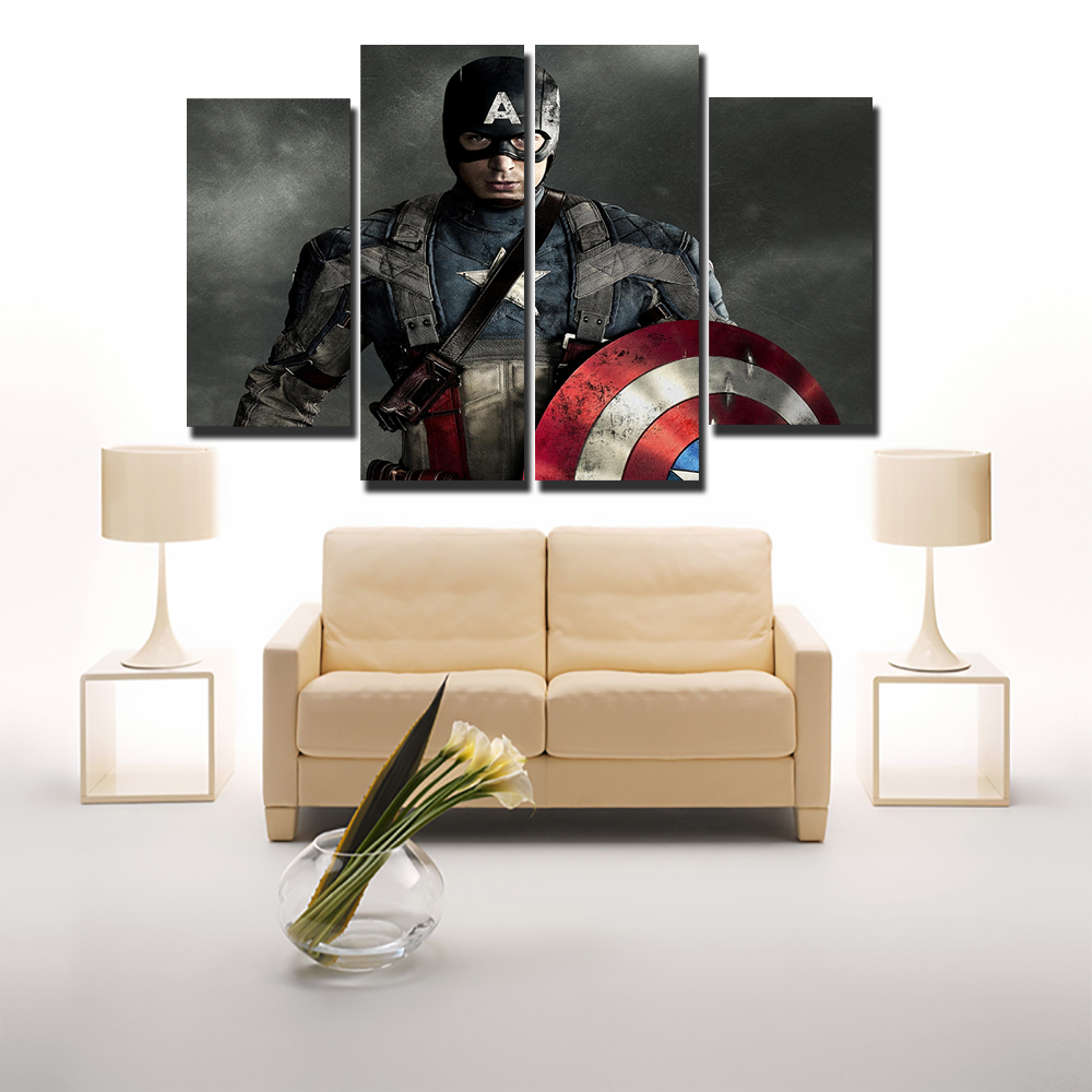 4 panels hd captain america postercanvas wall art picture home decoration living room canvas print modern painting delivery