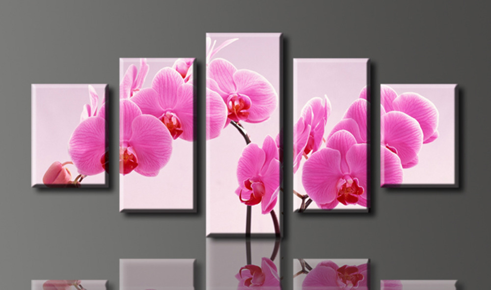 5 panel the red flower large hd wall picture decorative art print painting on canvas for living room home decoration unframed