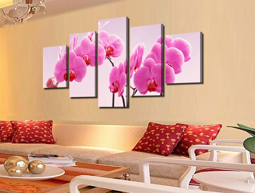 5 panel the red flower large hd wall picture decorative art print painting on canvas for living room home decoration unframed