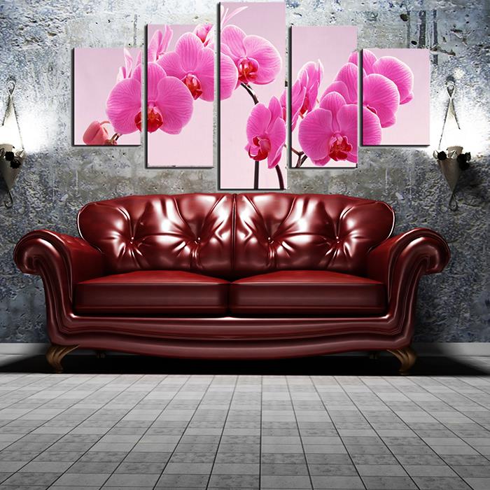 5 panel the red flower large hd wall picture decorative art print painting on canvas for living room home decoration unframed