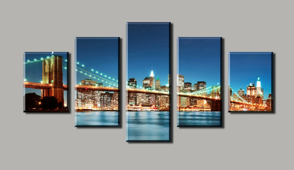 5 panels beautiful urban construction bridge top-rated canvas print for living room wall art picture painting artwork unframed