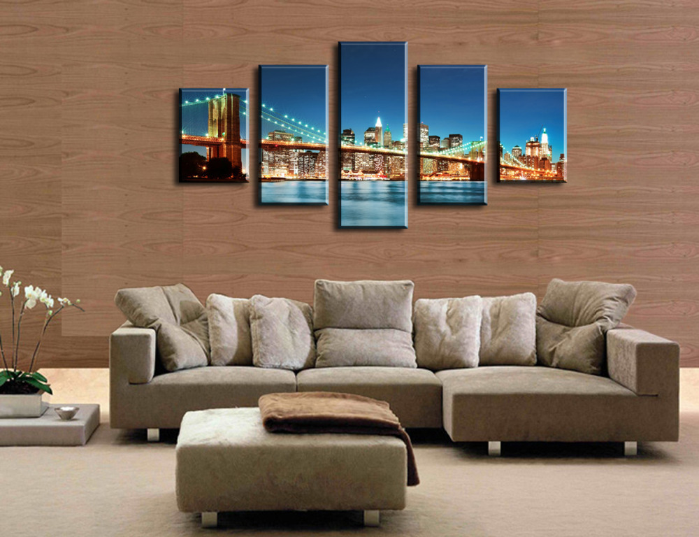 5 panels beautiful urban construction bridge top-rated canvas print for living room wall art picture painting artwork unframed