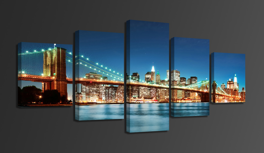 5 panels beautiful urban construction bridge top-rated canvas print for living room wall art picture painting artwork unframed