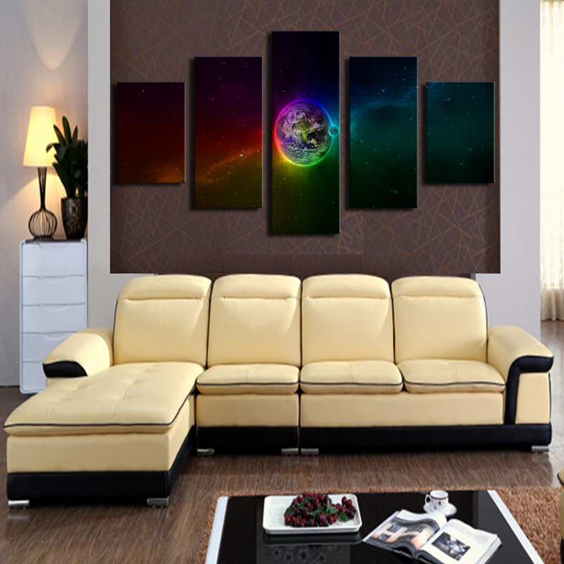 5 panels huge hd beautiful colorful planet top-rated canvas print for living room wall art picture painting artwork unframed