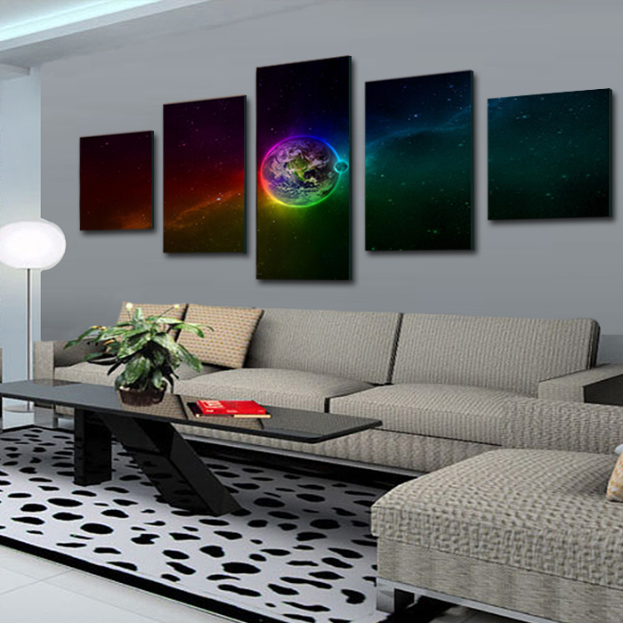 5 panels huge hd beautiful colorful planet top-rated canvas print for living room wall art picture painting artwork unframed