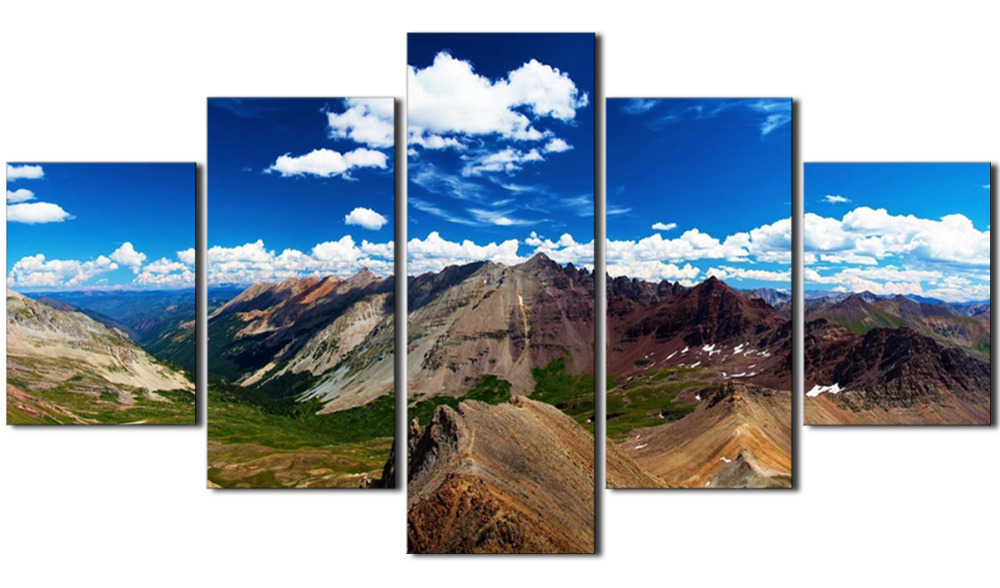 5 pcs sell mountain scenery large hd picture modern home wall decor canvas print painting for living room unframed