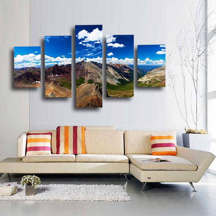 5 pcs sell mountain scenery large hd picture modern home wall decor canvas print painting for living room unframed