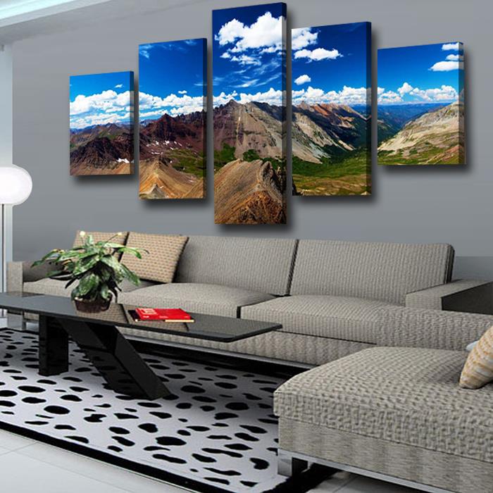 5 pcs sell mountain scenery large hd picture modern home wall decor canvas print painting for living room unframed