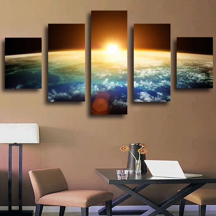 5 piece sell sunrise modern home wall decor canvas picture art hd print painting set of 5 each,canvas arts unframe